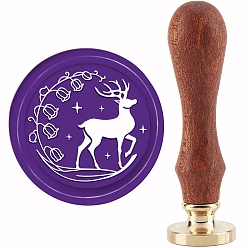 Deer Brass Wax Seal Stamp with Handle, for DIY Scrapbooking, Deer Pattern, 3.5x1.18 inch(8.9x3cm)