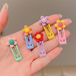 Flower Plastic & Iron Snap Hair Clips, Macaron Color Hair Accessories for Girls, Flower Pattern, 30mm, 6pcs/set