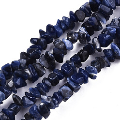 Sodalite Natural Sodalite Beads Strands, Chip, 3~8x3~8x2~6mm, Hole: 0.8mm, about 340~355pcs/strand, 35.43 inch(90cm)