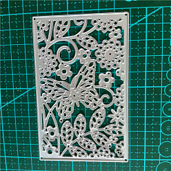 Matte Platinum Color Carbon Steel Cutting Dies Stencils, for DIY Scrapbooking/Photo Album, Decorative Embossing DIY Paper Card, Butterfly & Flower, Matte Platinum Color, 10x6.4cm