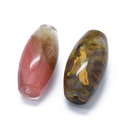 Autres Pierres En Verre Pastèque Deux perles semi-percées en verre de tigres synthétique, ovale, 49.5~50x25mm, Trou: 2mm