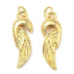 Real 18K Gold Plated Rack Plating Brass Pendants, with Jump Ring, Lead Free & Cadmium Free, Long-Lasting Plated, Wings Charm, Real 18K Gold Plated, 25x9x3.5mm, Hole: 2.6mm