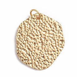 Golden 304 Stainless Steel Hammered Pendants, with Jump Ring, Nuggets, Golden, 32.5x27.5x1mm, Hole: 5mm