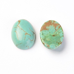 Turquoise Natural Magnesite Cabochons, Dyed, Oval, Turquoise, 18x13x6mm