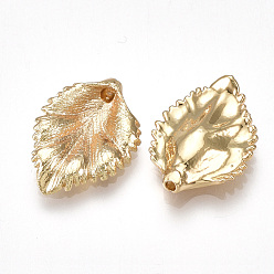 Real 18K Gold Plated Brass Pendants, Leaf, Real 18K Gold Plated, 17x12x3mm, Hole: 1.2mm