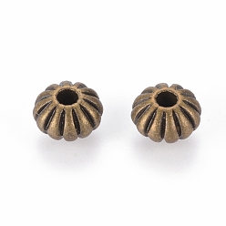 Bronze Antique Perles de style tibétain, sans plomb et sans cadmium, rondelle, bronze antique, 7x5mm, Trou: 2mm