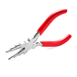 Red 6-in-1 Bail Making Pliers, 45# Carbon Steel 6-Step Multi-Size Wire Looping Forming Pliers, Ferronickel, for Loops and Jump Rings, Red, Loop Size: 3mm/6mm/9mm/4mm/8mm/10mm, 153~153.5x75.5~78.5x12mm