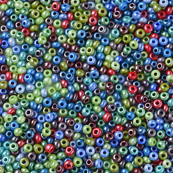 Coloré 11/0 perles de rocaille en verre opaque tchèque, lustered, ronde, colorées, 2.2x1.5mm, Trou: 0.7mm, environ 500 g /sachet 