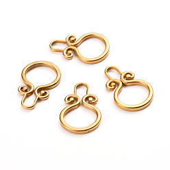 Golden Ion Plating(IP) 304 Stainless Steel Toggle Clasps Parts, Ring, Golden, 22.5x15x2mm, Hole: 6x3.5mm, inner diameter: 11mm