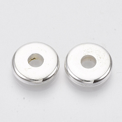 Silver CCB Plastic Beads, Flat Round, Silver, 15x3.5mm, Hole: 4.5mm, about 845pcs/500g