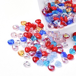 Mixed Color Czech Glass Beads, Heart, Mixed Color, 7.5x8x4mm, Hole: 0.8mm, about 237~243pcs/bag