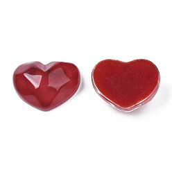 Dark Red Transparent Resin Cabochons, Water Ripple, Heart, Dark Red, 17x21x7.5mm
