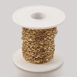 Золотой Ионное покрытие (ip) вручную 304 ящичные цепи из нержавеющей стали, несварные, с катушкой, прямоугольные, золотые, 4x2x1 мм, около 32.8 футов (10 м) / рулон