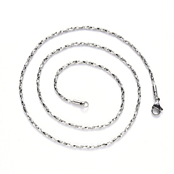 Stainless Steel Color 304 Stainless Steel Coreana Chain Necklace, with Lobster Claw Clasp, Stainless Steel Color, 19.68 inch(50cm)x1mm