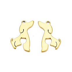 Real 18K Gold Plated Ion Plating(IP) 201 Stainless Steel Pendants, Dog, Nickel Free, Real 18K Gold Plated, 24.5x16x1.5mm, Hole: 1.8mm