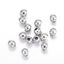 Stainless Steel Color 304 Stainless Steel Beads, Round, Stainless Steel Color, 3mm, Hole: 0.8mm
