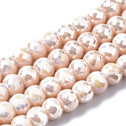 Wheat Electroplate Glass Beads Strands, AB Color Plated, Faceted, Round, Wheat, 8x6mm, Hole: 1.2mm, about 80pcs/strand, 18.66~19.76 inch(47.4cm~50.2cm)