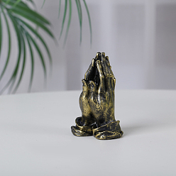 Café Statue de mains en prière en résine, fengshui méditation sculpture décoration de la maison, café, 38x46x72mm