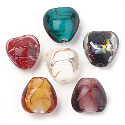 Mixed Color Handmade Lampwork Beads, Heart, Mixed Color, 23~24x23x16mm, Hole: 1.5~2mm