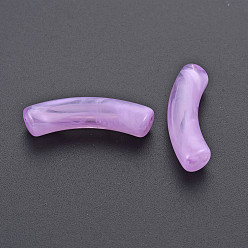 Violet Transparent Acrylic Beads, Imitation Gemstone Style, Curved Tube, Violet, 33x8x10.5mm, Hole: 1.6mm, about 300pcs/500g