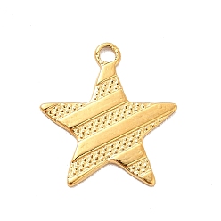 Real 18K Gold Plated Ion Plating(IP) 304 Stainless Steel Pendants, Star Charms, Real 18K Gold Plated, 15x14x1mm, Hole: 1.5mm