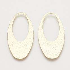 Real 18K Gold Plated Brass Pendants, Oval, Nickel Free, Real 18K Gold Plated, 49x24x1mm, Hole: 29.5x15mm