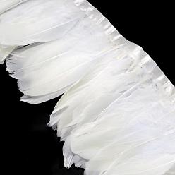 Blanc Oies des accessoires de mode de costumes de plumes chiffon brin, blanc, 100~180x38~62 mm, environ 2 m / sac