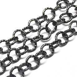 Gunmetal Aluminium Rolo Chains, Belcher Chain, Textured, with Spool, Unwelded, Gunmetal, 11.5x2mm, about 32.8 Feet(10m)/roll