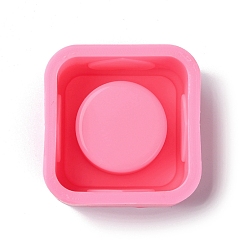Rose Chaud Bougeoirs carrés en silicone bricolage, pour la fabrication de bougies parfumées aux fleurs, rose chaud, 4.5x6.8x7.1 cm, Diamètre intérieur: 6.2x5.9 cm