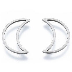 Stainless Steel Color 201 Stainless Steel Linking Rings, Moon, Stainless Steel Color, 16x11x1mm, Inner Diameter: 5x14mm
