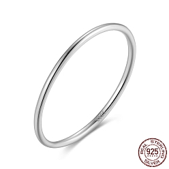 Платинированный 925 тонкие кольца из стерлингового серебра с родиевым покрытием, штабелируемое простое кольцо для женщин, с печатью s925, день матери, Реальная платина, 1 мм, размер США 5 (15.7 мм)