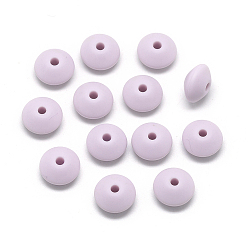 Lilas Perles de silicone écologiques de qualité alimentaire, perles à mâcher pour les jouets de dentition, Diy soins infirmiers colliers faisant, rondelle, lilas, 12x6~7mm, Trou: 2mm