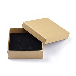 BurlyWood Kraft Paper Cardboard Jewelry Boxes, Earring/Necklace/Bracelet Box, Square, BurlyWood, 9x9x3cm