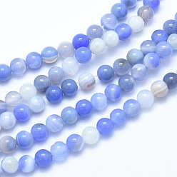 Calcédoine Naturelles bleu perles de calcédoine brins, teint, ronde, 10mm, Trou: 1.2mm, Environ 38 pcs/chapelet, 14.9 pouce (38 cm)