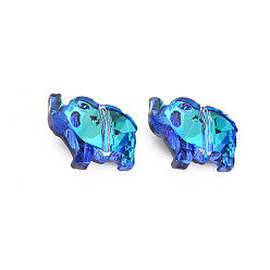 Озёрно--синий 96 шт гальванические стеклянные бусины нити, граненые, слон, Плут синий, 13x15x7 мм, отверстие : 1 мм