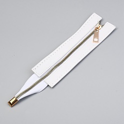 Blanc Accessoires de couture de fermeture à glissière en cuir pu, pour les accessoires de matériel de sac tissé bricolage, blanc, 25.4x5.3x0.95 cm