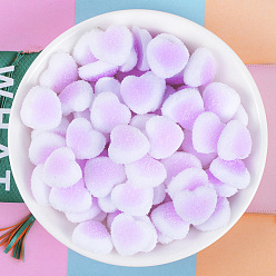 Lilas Cabochons décodés en résine opaque, bonbons d'imitation, coeur druzy, lilas, 15x16mm