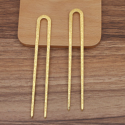 Golden Alloy Hair Fork Findings, U Shape, Golden, 125x18mm