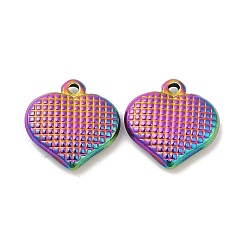 Rainbow Color 304 Stainless Steel Pendant, Heart Charm, Rainbow Color, 16x15.5x3.5mm, Hole: 1.5mm
