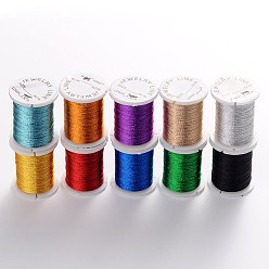 (52) Непрозрачная лаванда 10 рулоны 10 цветные металлические нитки нитки для вышивания, разноцветные, 0.2 мм, Около 20 ярдов / рулон
