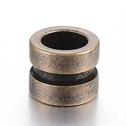 Antique Bronze 304 Stainless Steel Grooved Beads, Large Hole Beads, Column, Antique Bronze, 10x8mm, Hole: 6.5mm