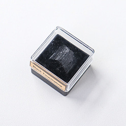 Tourmaline Spécimen de pépites de tourmaline noire naturelle brute reiki dans une boîte en plastique carrée, pour la décoration d'affichage à la maison, 32mm