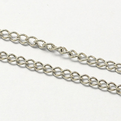 Platino Collar de cadena trenzado de hierro vintage para el diseño de relojes de bolsillo, con broches de langosta, Platino, 31.5 pulgada, link: 3.3x4.6x0.9 mm