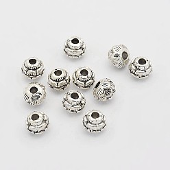 Antique Silver Tibetan Style Alloy Flower Spacer Beads, Antique Silver, 5x4.5mm, Hole: 1.7mm