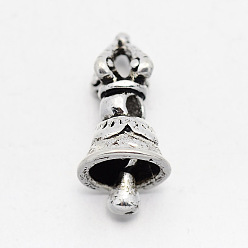 Antique Silver Tibetan Brass Beads, Dorje Vajra with Bell for Buddha Jewelry, Antique Silver, 16x8mm, Hole: 2mm