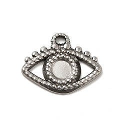 Stainless Steel Color 304 Stainless Steel Pendant Cabochon Settings, Evil Eye, Stainless Steel Color, Tray: 5mm, 16x20.5x2mm, Hole: 1.6mm