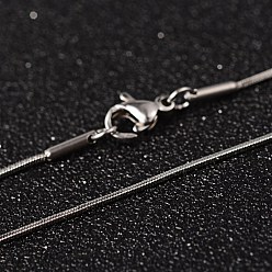 Stainless Steel Color 304 Stainless Steel Snake Chain Necklaces, with Lobster Claw Clasps, Stainless Steel Color, 15.7 inch(40cm), 0.8mm
