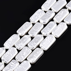 Creamy White ABS Plastic Imitation Pearl Beads Strands, Rectangle, Creamy White, 17x9x4mm, Hole: 0.7mm, about 24pcs/strand, 16.54 inch~16.73 inch(42~42.5cm)