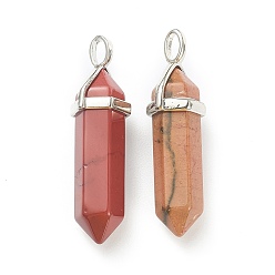 Mookaite Natural Mookaite Pendants, with Platinum Tone Brass Findings, Bullet, 39.5x12x11.5mm, Hole: 4.5x2.8mm
