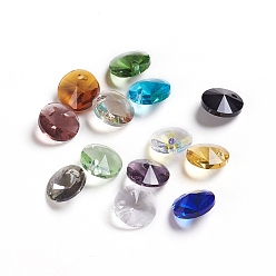 Mixed Color Glass Charms, Faceted, Cone, Mixed Color, 8x4mm, Hole: 1~1.2mm